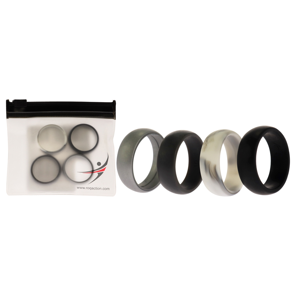 Silicone Wedding Ring Set - Marble by ROQ for Men - 4 x 10 mm Ring